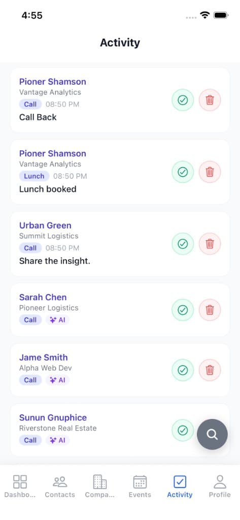 Activity tracking on mobile